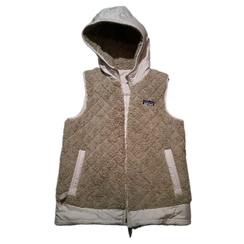 Patagonia Los Gatos Reversible Fleece Hooded Vest Womens Size Small Brown 25221
